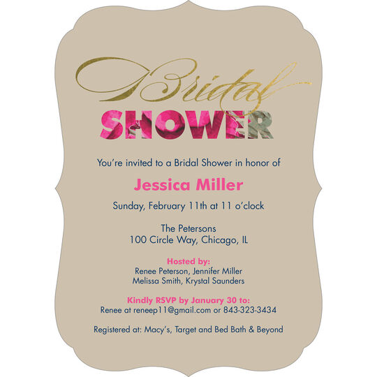 Tan Floral Bridal Shower Invitations